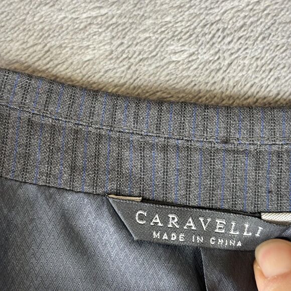 Caravelli Suit Jacket Mens 44 Long Grey Harry C 2B Slim Fit Pinstripe Blazer - Picture 9 of 15